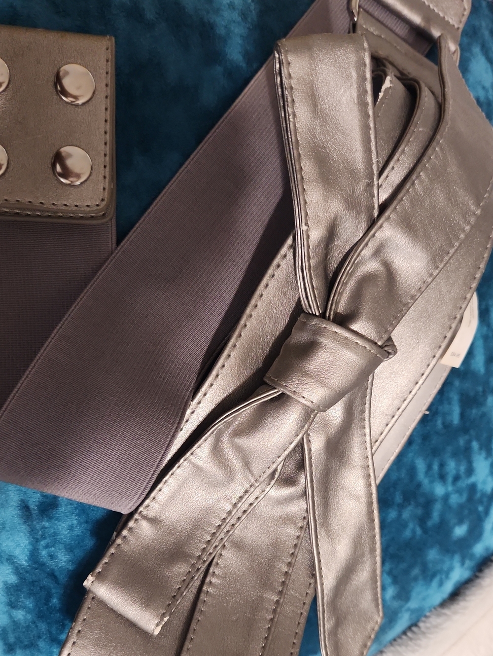 Metallic Silver Bow Wrap Belt